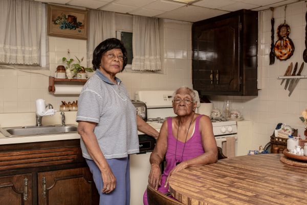 Sisters Dorothy Rowlette (left) and Lillian Romero (right) pose for a portrait in their home in Newark, N.J., on Wednesday, August 14, 2019.