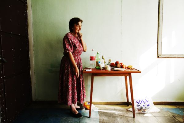 A newly arrived internal displaced person from Tskhinvali in South Ossetia -- Leila Chulukhadze, 49