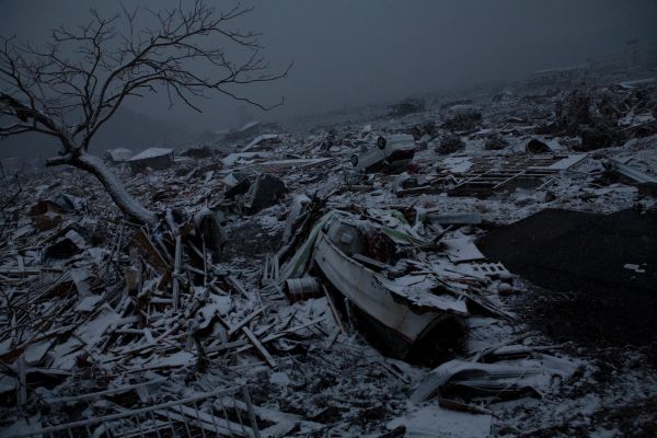 The destroyed village scene of Otsuchi, Iwate, due to the unprecedented tsunami in Japan, created by the March 11th magnitude 9 earthquake.
