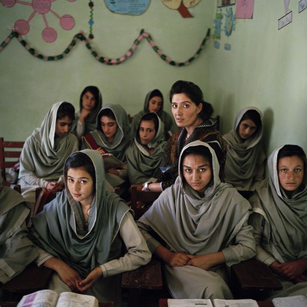 Nadia Khan, 23, an Ismaili teacher, teaches female students that are both Sunni and Shia in a school for girls in Gilgit, in the state of Gilgit-Baltistan on July 12, 2018.