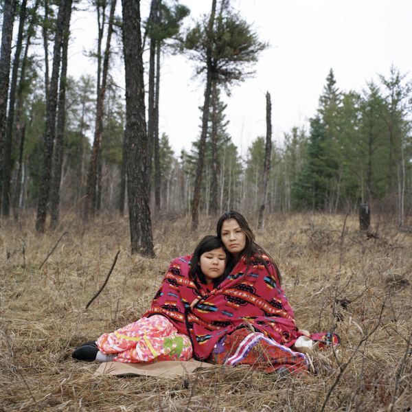 Dannataya Burns, 10 and her aunt Michelle Burns, 30 find peace among the trees in Prince Albert, Saskatchewan.