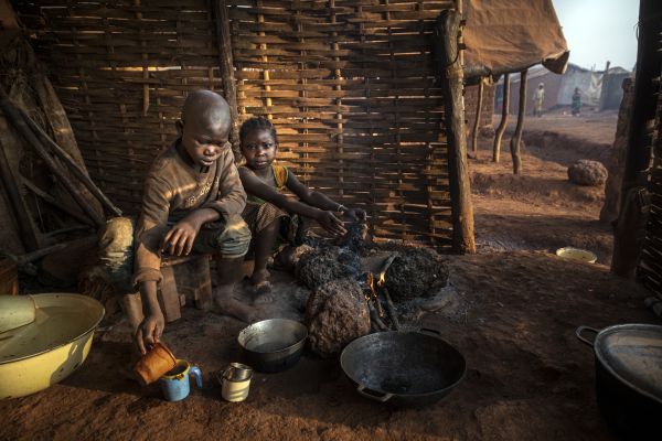 Scenes of daily life in the PK3 IPD camp of Bria, Central African Republic.