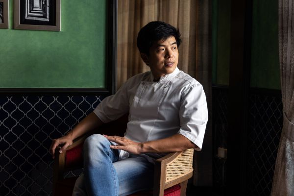 Michelin star Thai chef Thitid Tassanakajon at his new restaurant Lahnyai Nusara in central Bangkok.