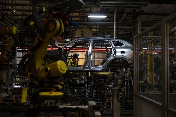 On the assembly line for Great Wall Motors Ltd.'s Haval H6 Hybrid SUV at the company's plant in Rayong. Opened in mid-2021, the plant is only the second.