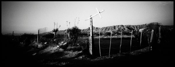 A memorial for woman murdered on the outskirts of Ciudad Juarez, Ciudad Juarez, Mexico.