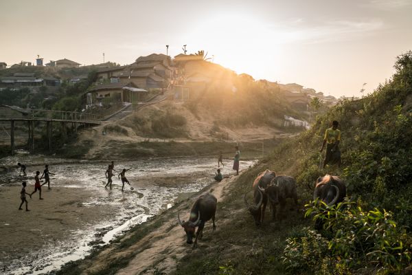 Dusk settles in across Kutupalong refugee camp, Bangladesh, on December 3, 2018.