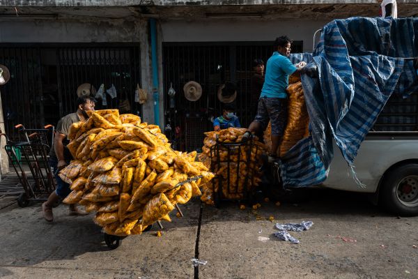 A wholesale flower delivery at Bangkok’s oldest flower market.