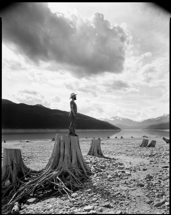 Stumps at low water, Kinbasket Lake, BC. Ancestral homeland of the Secwepemc, Ktunaxa, Syilx tmix, and Sinixt People.