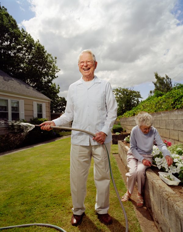 Claude Gerlach, a retired druggist, was 91 yr.s of age when I photographed him with his wife Dorothy working their garden in Springfield Oregon for a Men's Health story on longevity.