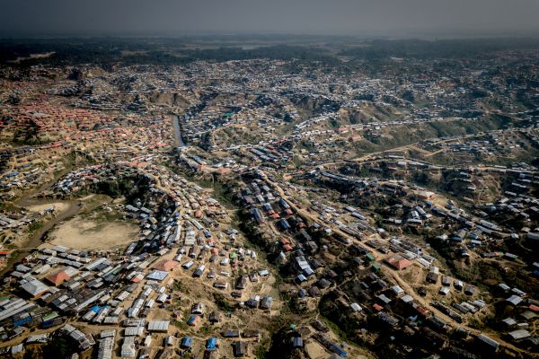 An aerial view of the worlds largest refugeecamp Kutupalong near Cox's Bazar; Bangladesh.