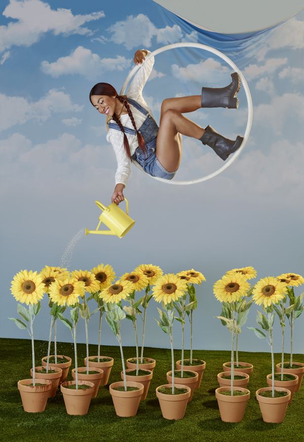 Paola Leon aerial dancer as a fitness model, housewife,  gardner and red carpet model.