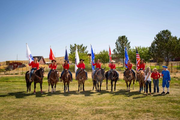 Nevada High School Rodeo Team presents flags at the 3rd Annual Basque Fry republican fundraiser in Gardnerville, Nev., on Saturday, August 26, 2017.