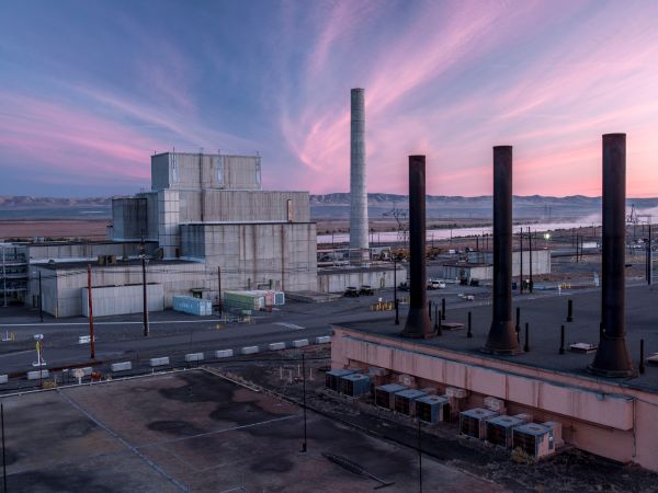 The K-West nuclear reactor stands decommissioned near the banks of the Columbia River at the Hanford Nuclear Reservation.