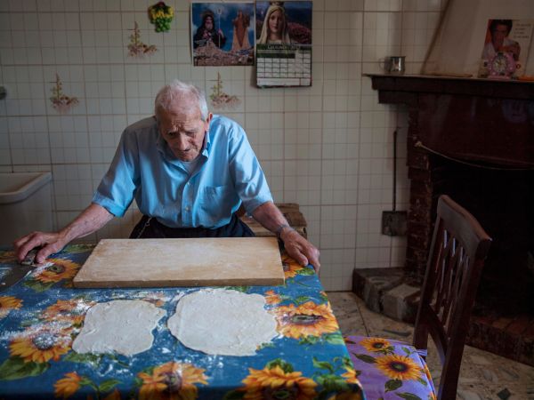 101 year old GIUSEPPE ROMEO of San Fili (CS) Italy still makes his own fresh pasta.