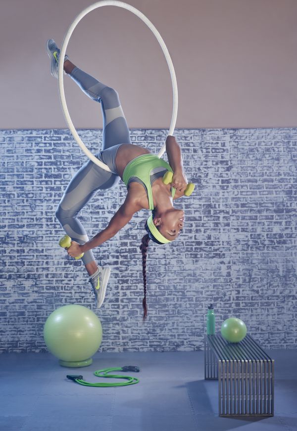 Paola Leon aerial dancer as a fitness model, housewife,  gardner and red carpet model.