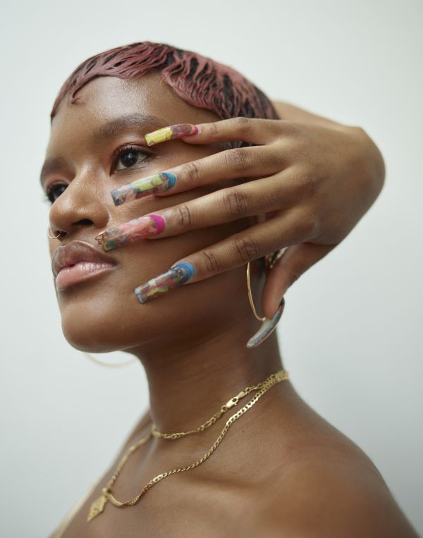 Portraits of artist Emily Colleen Manwariing photographed at her studio in Long Island City, Queens.